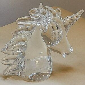 Vintage SIGNED Murano Fairy Tale Unicorn Crystal Art Glass Paperweight